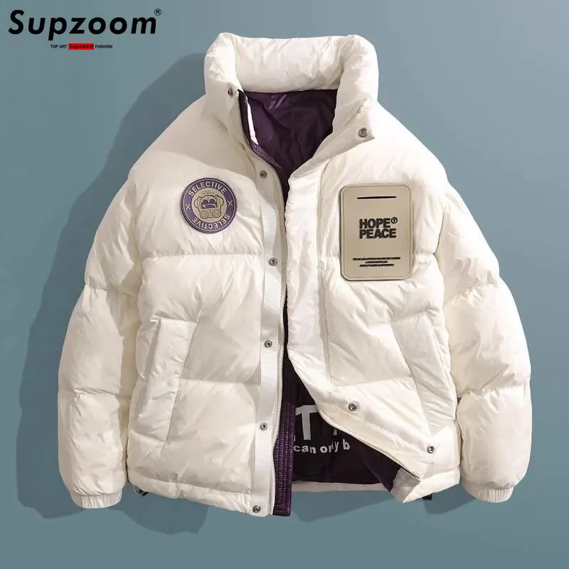 Supzoom 2023 New Arrival Casual Male Popular Winter Trendy Vertical Collar Thickened Warm Couple's Short Bread Down Jacket Men