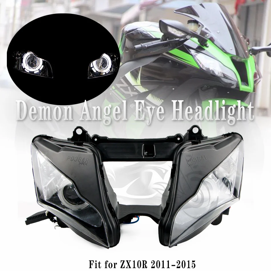 

Fit for 2011 - 2015 Kawasaki Ninja ZX10R ZX-10R Motorcycle Headlight Demon Angel Eye HID Projector Head Light ZX 10R 2012 13 14