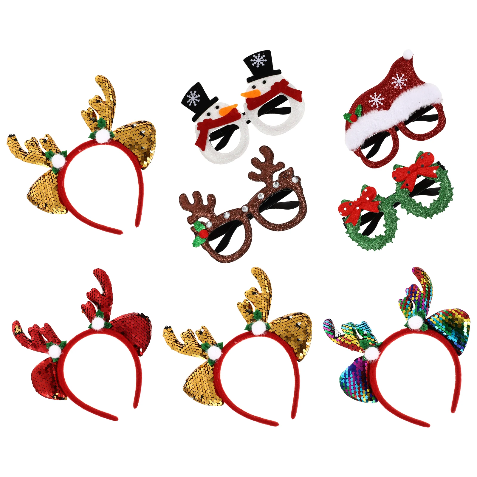 

8 Pcs Christmas Glasses Headb Frames Portable Non woven Fabric Hairb Xmas Party Headdresses Decor Props Children Costume