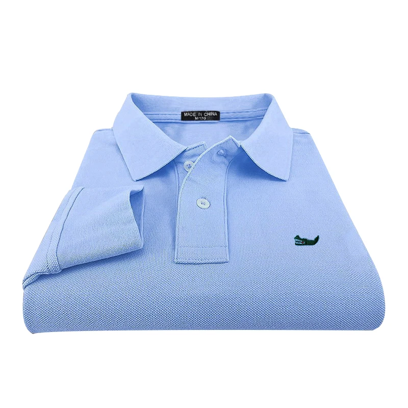Polo de marca de lujo para hombre, camiseta informal de manga larga, 100% algodón, Color sólido, con solapa
