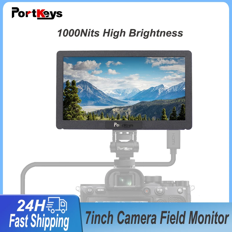 Portkeys HD7H 7 Inch Camera Field Monitor High Brightness 1000nits HDMI Full HD Display DSLR Video Monitor For Live Streaming