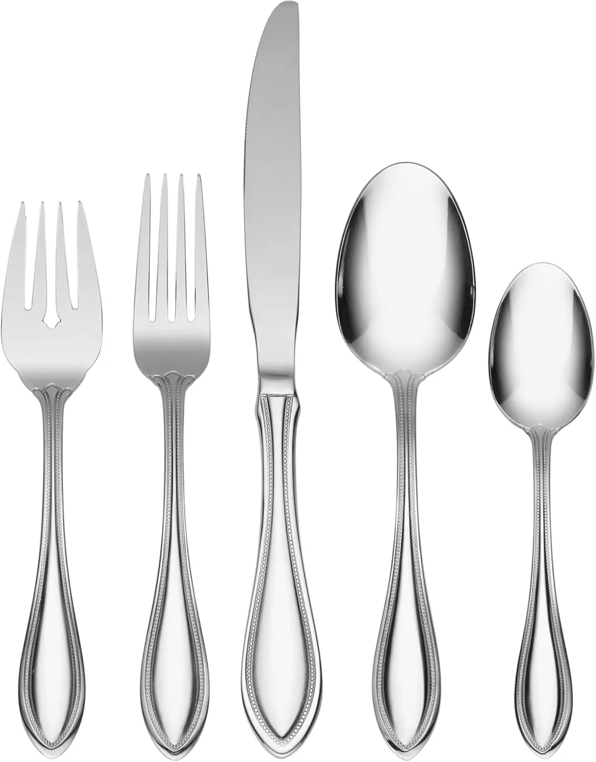 

45-Piece Stainless Steel Flatware Set for 8, Includes Serving Utensils, Dishwasher Safe, Elegant Design for Everyday Dining