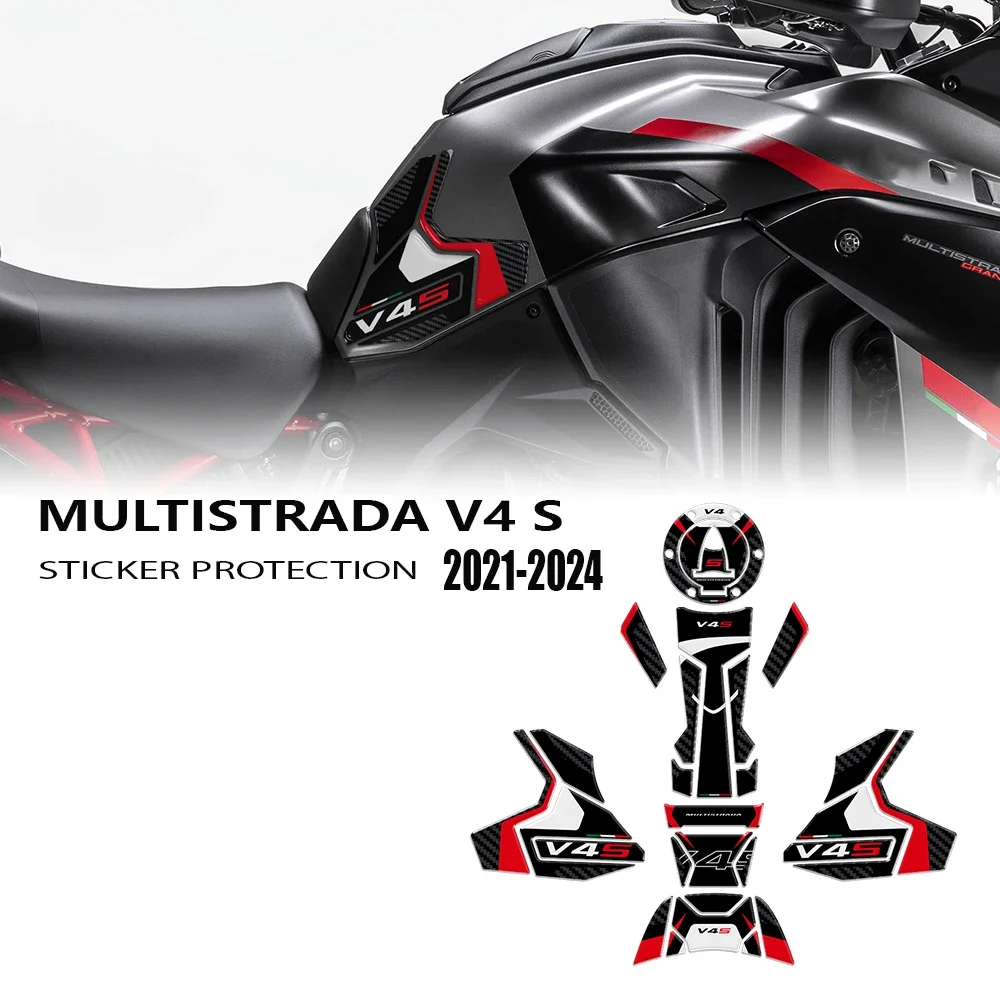 For Multistrada V4S V4 S 2021- Motorcycle Accessories Fuel Tank Pad Protection Sticker Waterproof Anti-scratch 3D Resin Sticker
