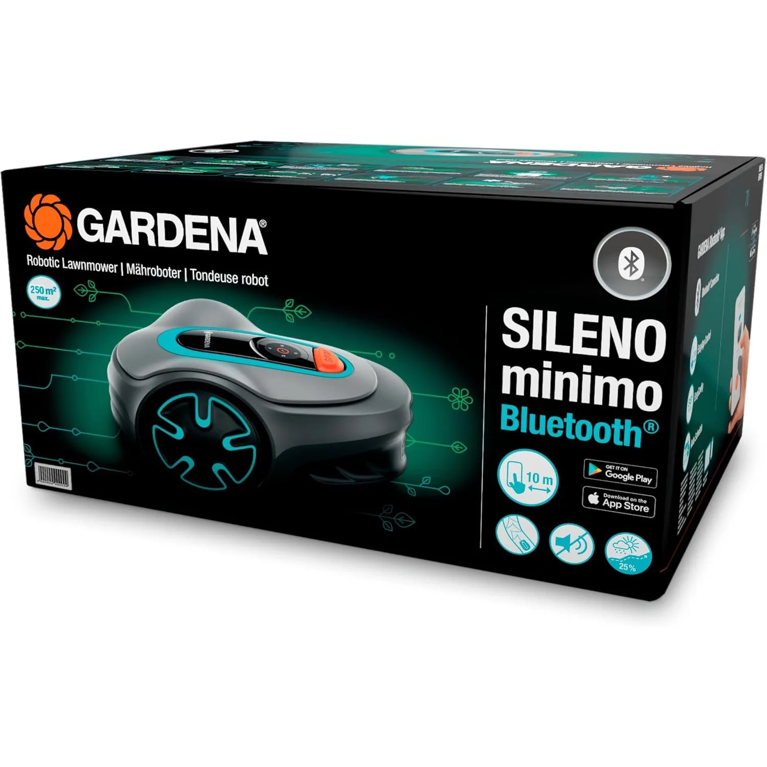 15201-20 SILENO Minimo - Automatic Robotic Lawn Mower with Bluetooth app, Boundary Wire - for lawns up to 2700 Sq Ft, Grey