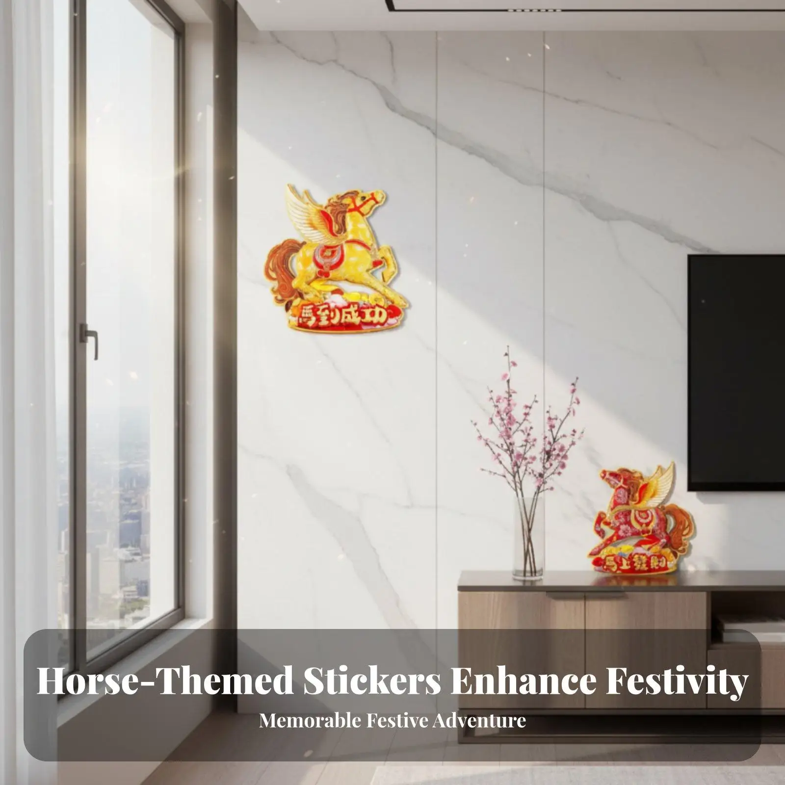 Chinese New Year 2026 Door Sticker, Horse Zodiac, three-dimensional Fu