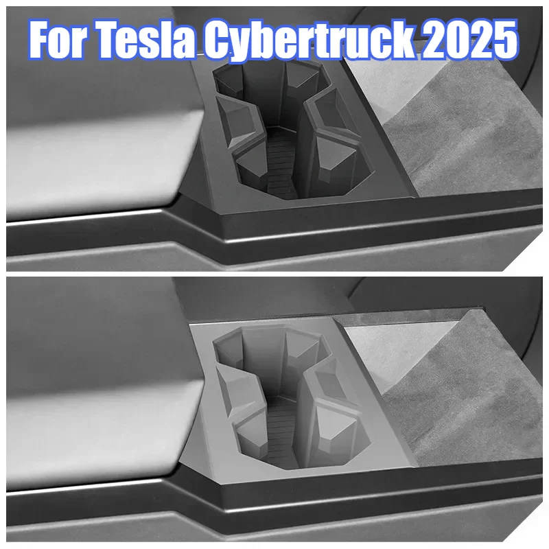

For Tesla Cybertruck 2025 2026 Central Control Water Cup Holder Insert Silicone Drink Organizer Holder Interior Auto Accessories
