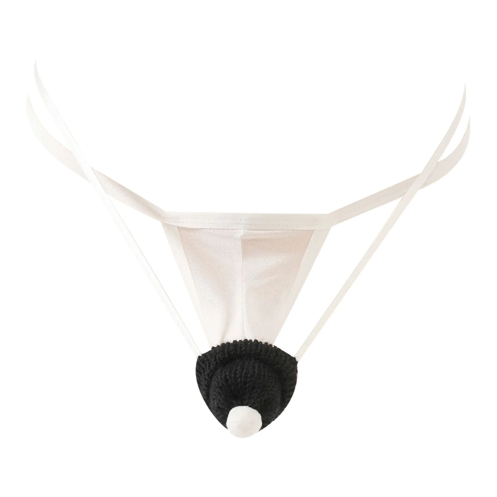 

Adult Men Sexy Mini Transparent T-back Thongs with Mini Hat And Striped Scarf Underpants Lingerie Gays Tempting Nightwear Briefs