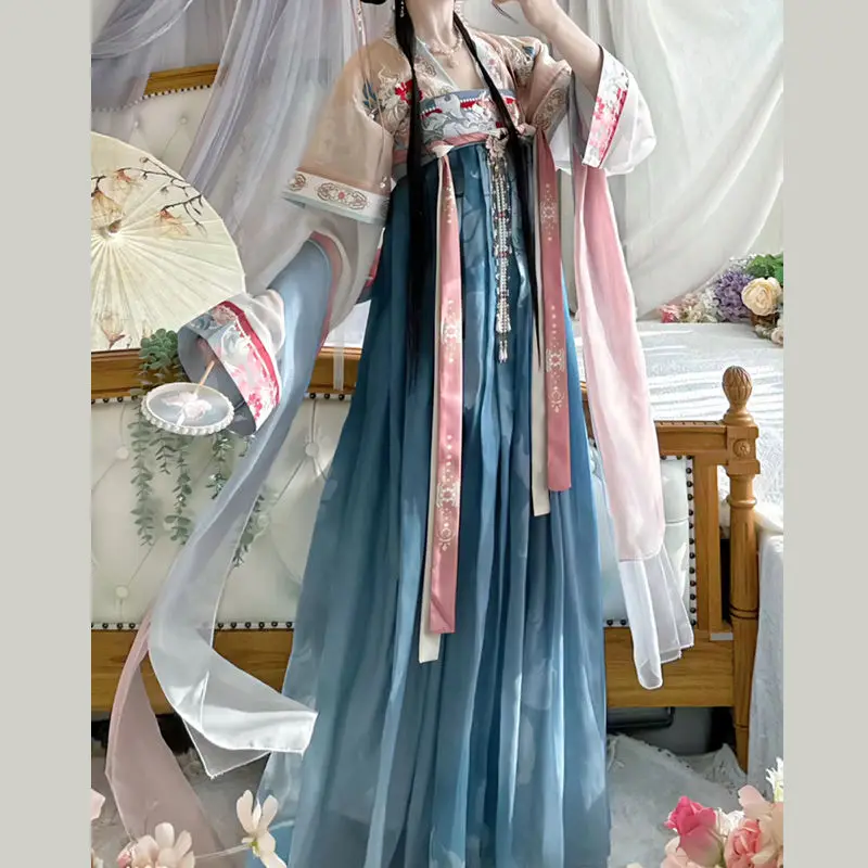 

Chinese Traditional Hanfu Dress Women Elegant High-grade Embroidery Vintage Hanfu Sets Female Carnival Fairy Cosplay Costumes