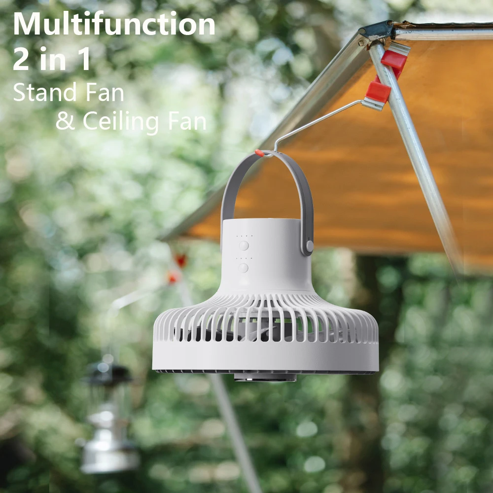 Ventilador de Camping recargable de 10000mAh con luz nocturna, ventilador Usb de caminata natural, Control remoto, ventilador de techo inalámbrico, circulador de Camping