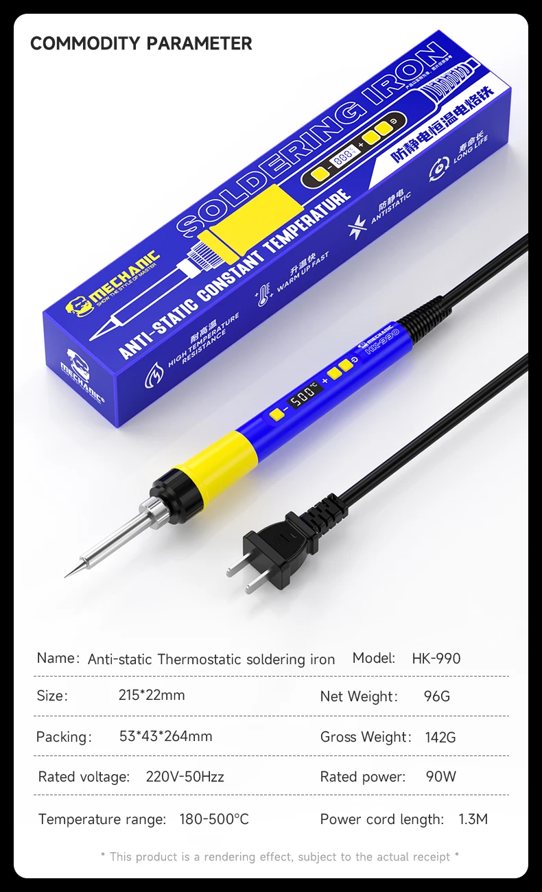Mechanic 90W Digital display adjustable temperature soldering iron Rapid heating for laptop Electronic Appliance repair tools