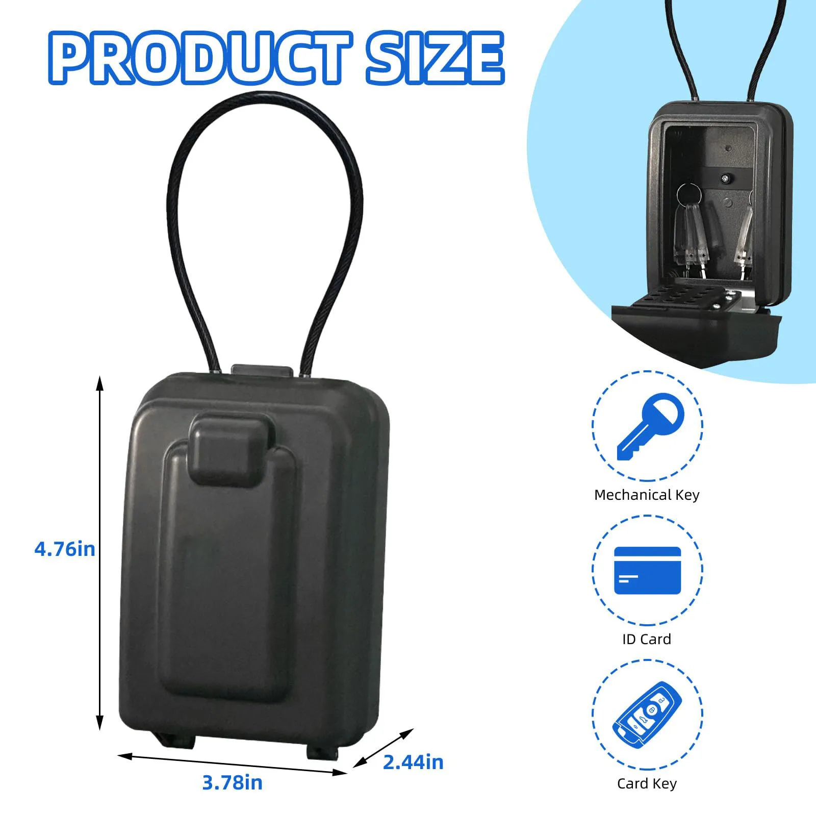 Flexible Steel Cable Realtor Lock Box 12-Digit Combination Real Estate Lock Box for Keys with Code Weatherproof Large Capacity
