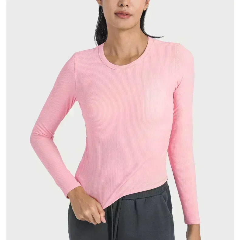 

Lemon All It Takes Ribbed Slim Elastic Sports Long Sleeve Shirts Women Breathable Quick Drying Running Fitness T-shirt Top