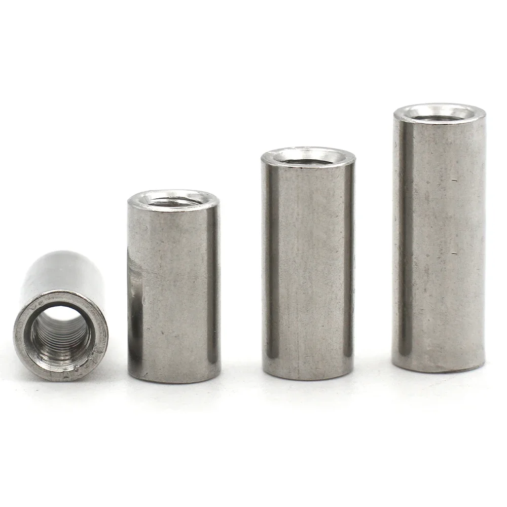 2-50pcs M2 M2.5 M3 M4 M5 M6 M8 M10 304 Stainless Steel Extension Thicken Cylindrical Connect Nut Round Column Joint Coupling Nut