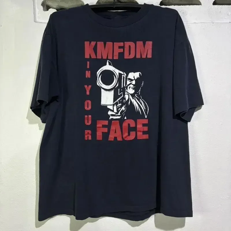 KMFDM In Your Face Album  T shirt Black Color For Friend