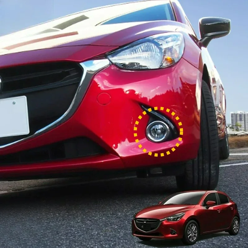 Chrome Front Fog Light Styling Cover FOR 2015 2016 Mazda2 DJ DL Foglight Trim Eyebrow Sedan Hatchback Accessories