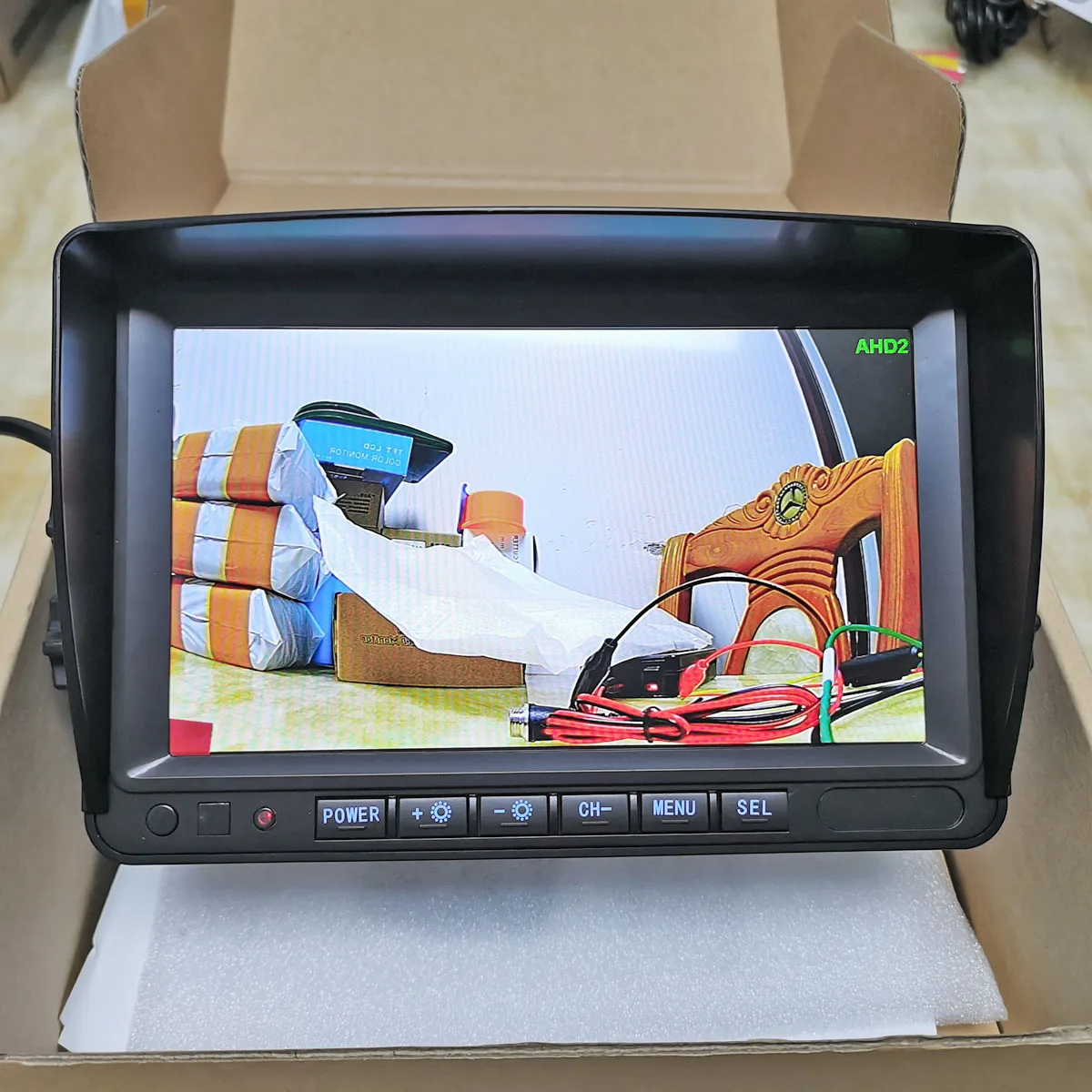DIYKIT 1024x600 7inch AHD IPS Car Monitor Rear View Monitor Support 1080P AHD Camera with 2 x 4PIN Video Input