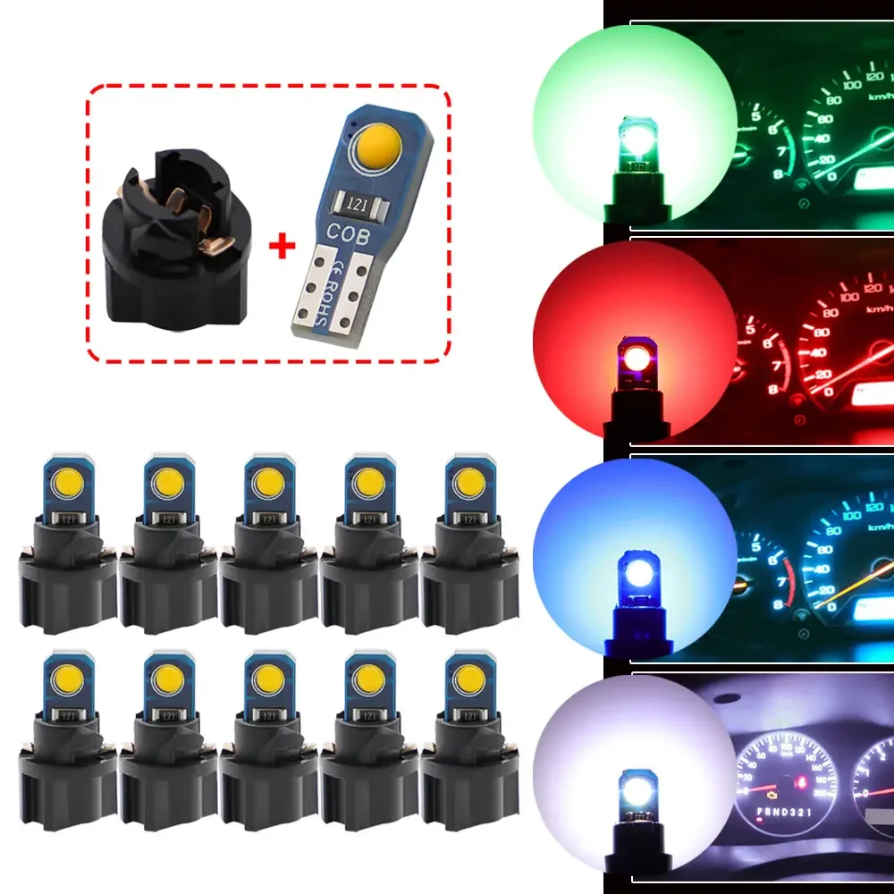 10PCS Universal T5 W3W W1.2W PC74 PC37 PC118 Bright LED Car Dashboard Warming Indicator Wedge Light Bulb Auto Instrument Lamp