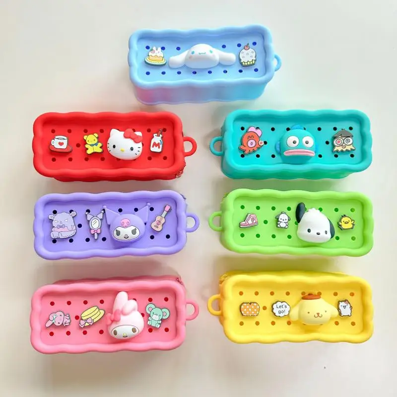 Kawaii Sanrio Kuromi Diy schowek silikonowy piórnik moja melodia Cinnamoroll Pochacco kosmetyczka podróżna