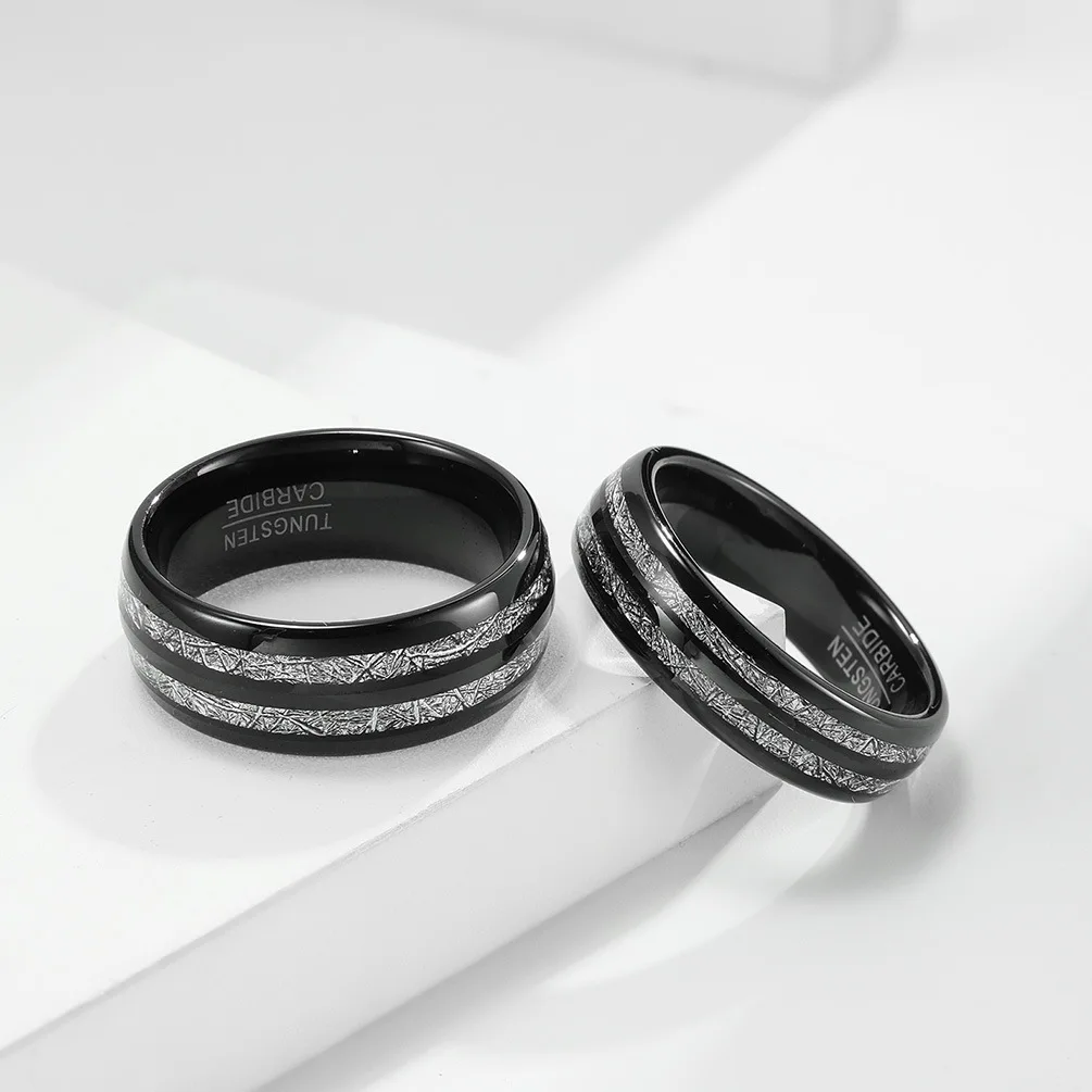 6/8mm Tungsten Carbide Ring for Men Women Wedding Band Inlaid Ice Silk Ring Polished Shiny Comfort Fit Wedding Ring for Couple
