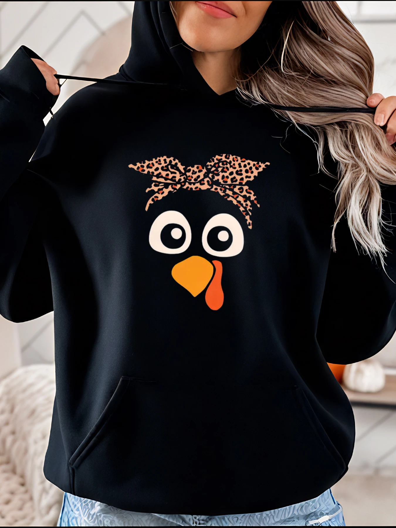 

Толстовка с принтом турецкого лица, повседневная осенне-зимняя женская толстовка с леопардовым бантом, уютный пуловер, топ