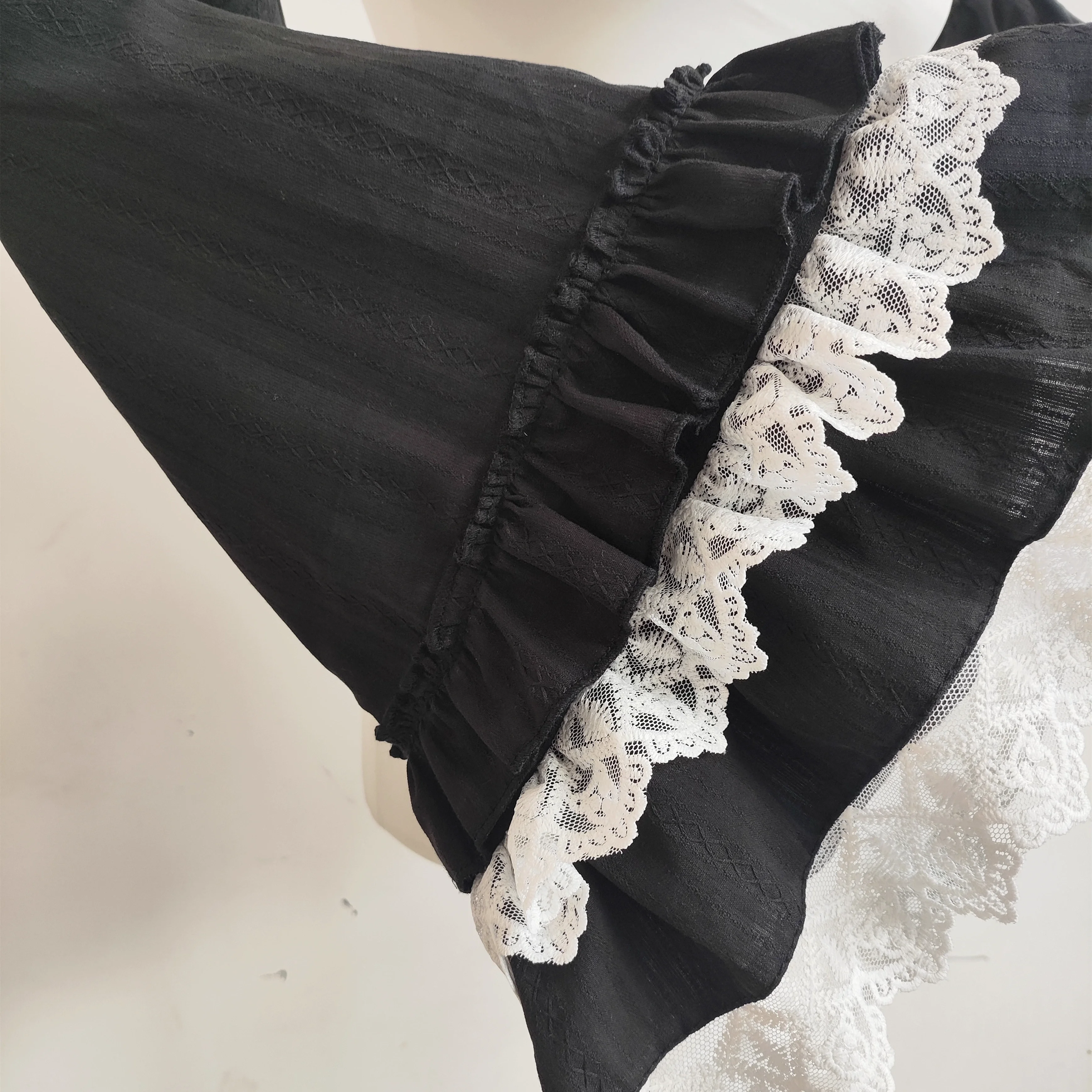 أكمام لوليتا من القطن الخالص بأكمام قصيرة بدون ذراع وأكمام كاذبة مع غطاء أكمام بحاشية مكشكشة قابل للفصل #4