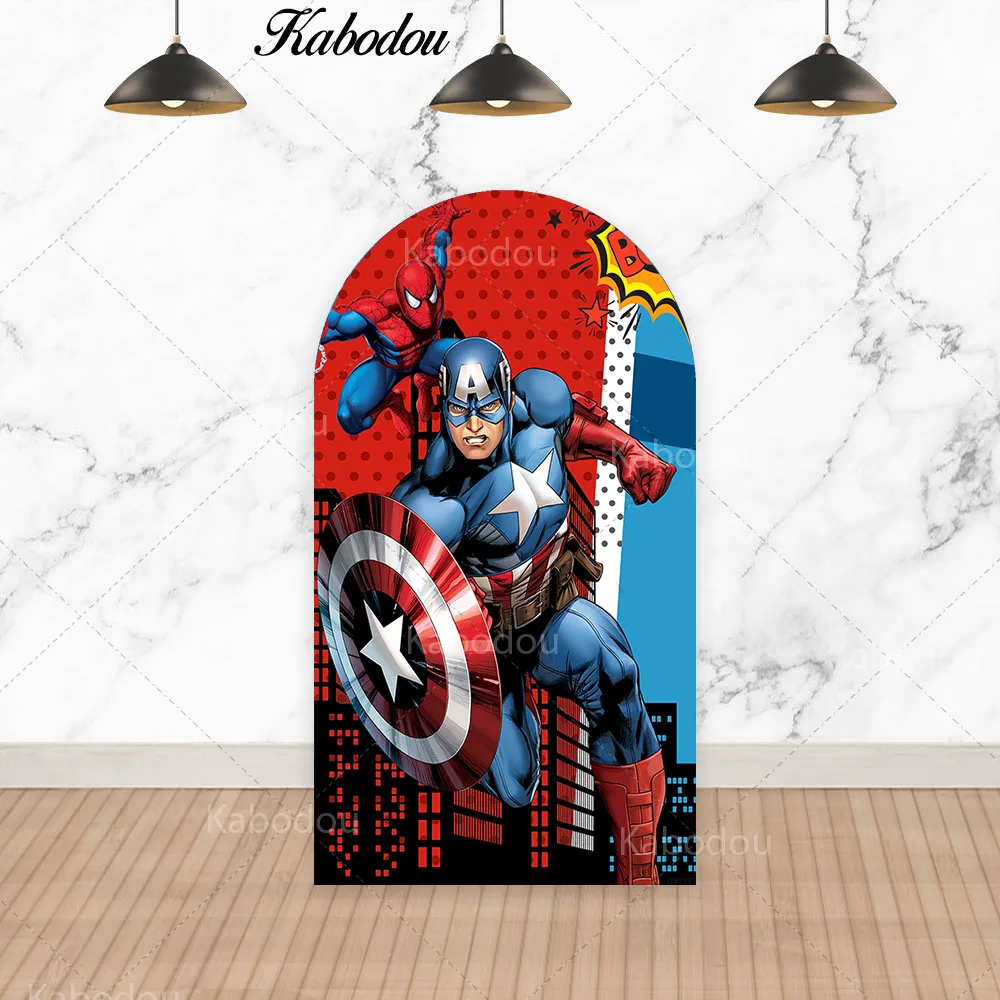 Marvel Avengers Arch Backdrop Arched Wall Kids Birthday Disney SuperHero Hulk Captain America Iron-Man Photography Background