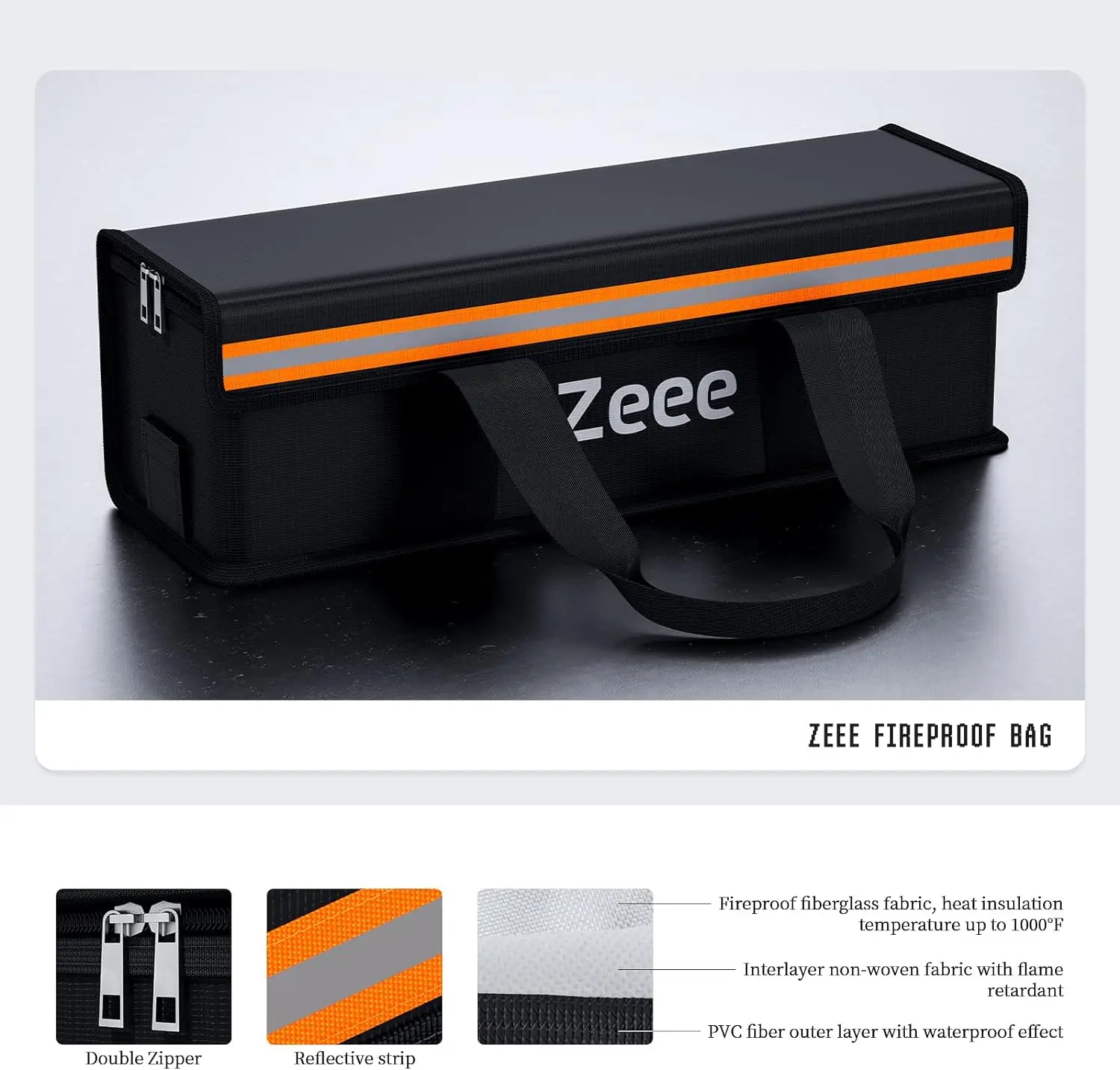 Zeee Lipo Safety Bag Battery Fireproof Charging Bag Explosionproof Lipo Battery Safe Guard Bag Large Capatity for Lipo Storage