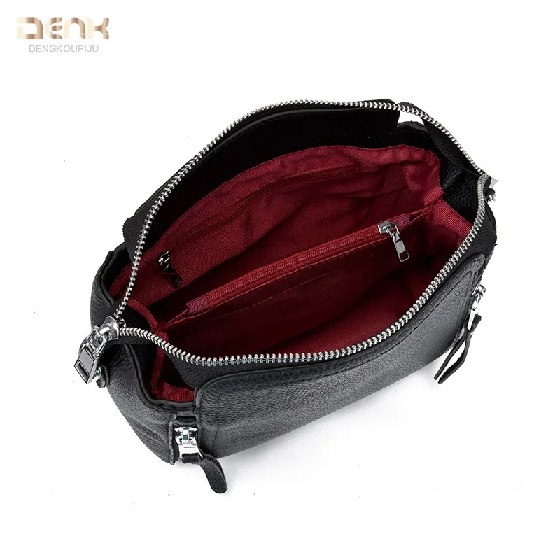 DENK bag women\'s 2024 new cross-border wholesale genuine leather women\'s bag design sense large capacity k-style satchel cros...