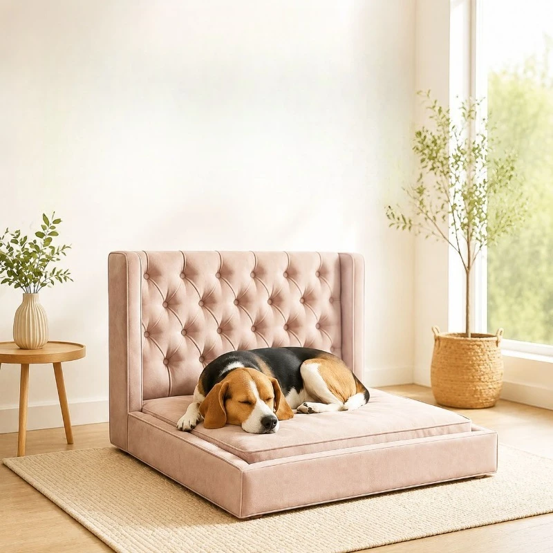 High back pet sofa bed, removable suede kennel, medium and large dog light luxury pull-up dog sofa