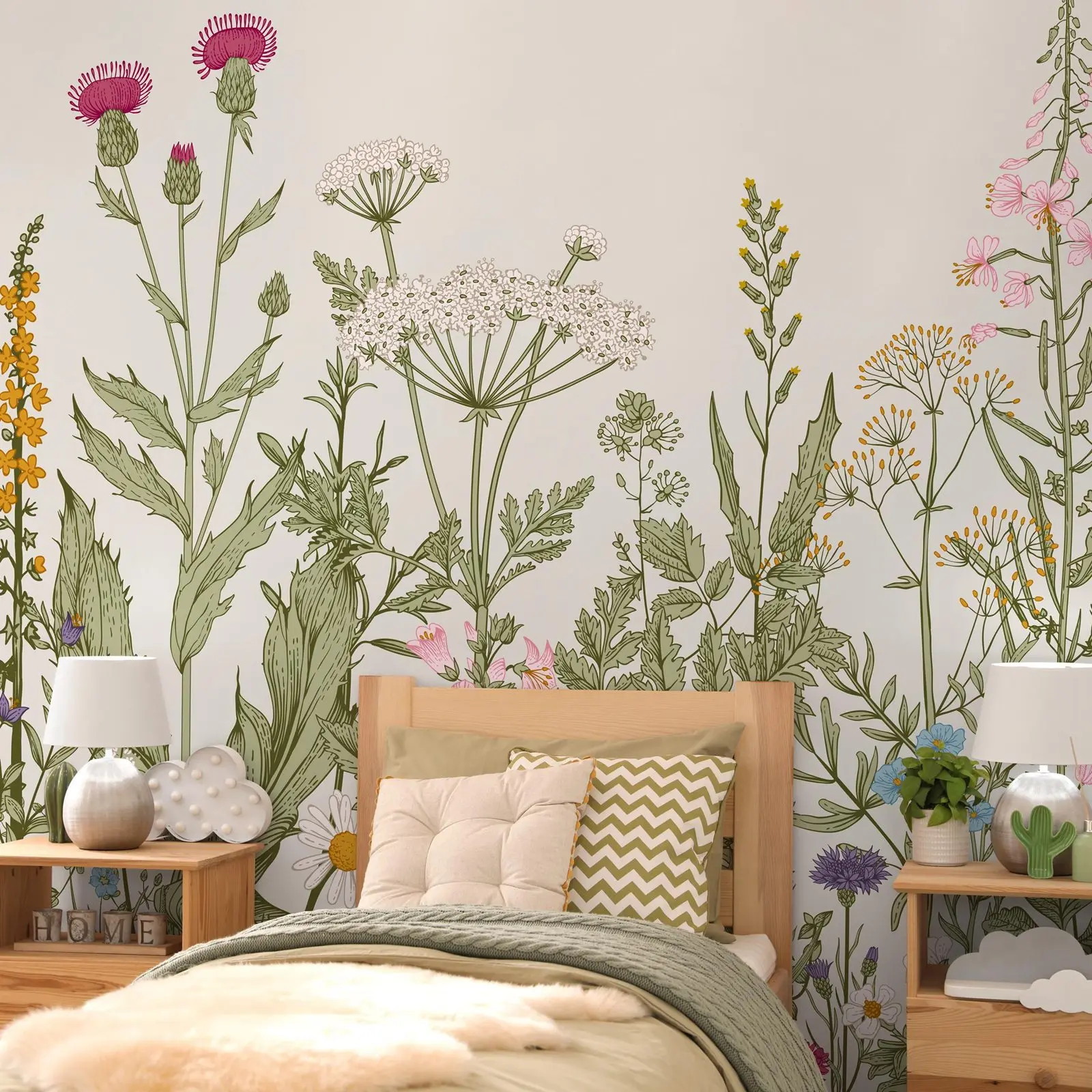 Botanical Floral Wallpaper ,Green Leaves Wall Mural For Home Decor /Wall Art ,Tradition Non-woven Un-paste Mural Paper Of Child