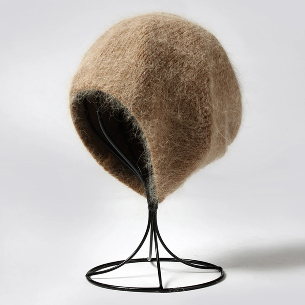 Unisex weiche, dünne Hasenhaar-Slouchy-Strickmütze, Strumpfmütze, Winter, warm, Bonbonfarben, Ski, winddicht, Mütze, einfarbig, modische Beanie-Mütze – Detail 4