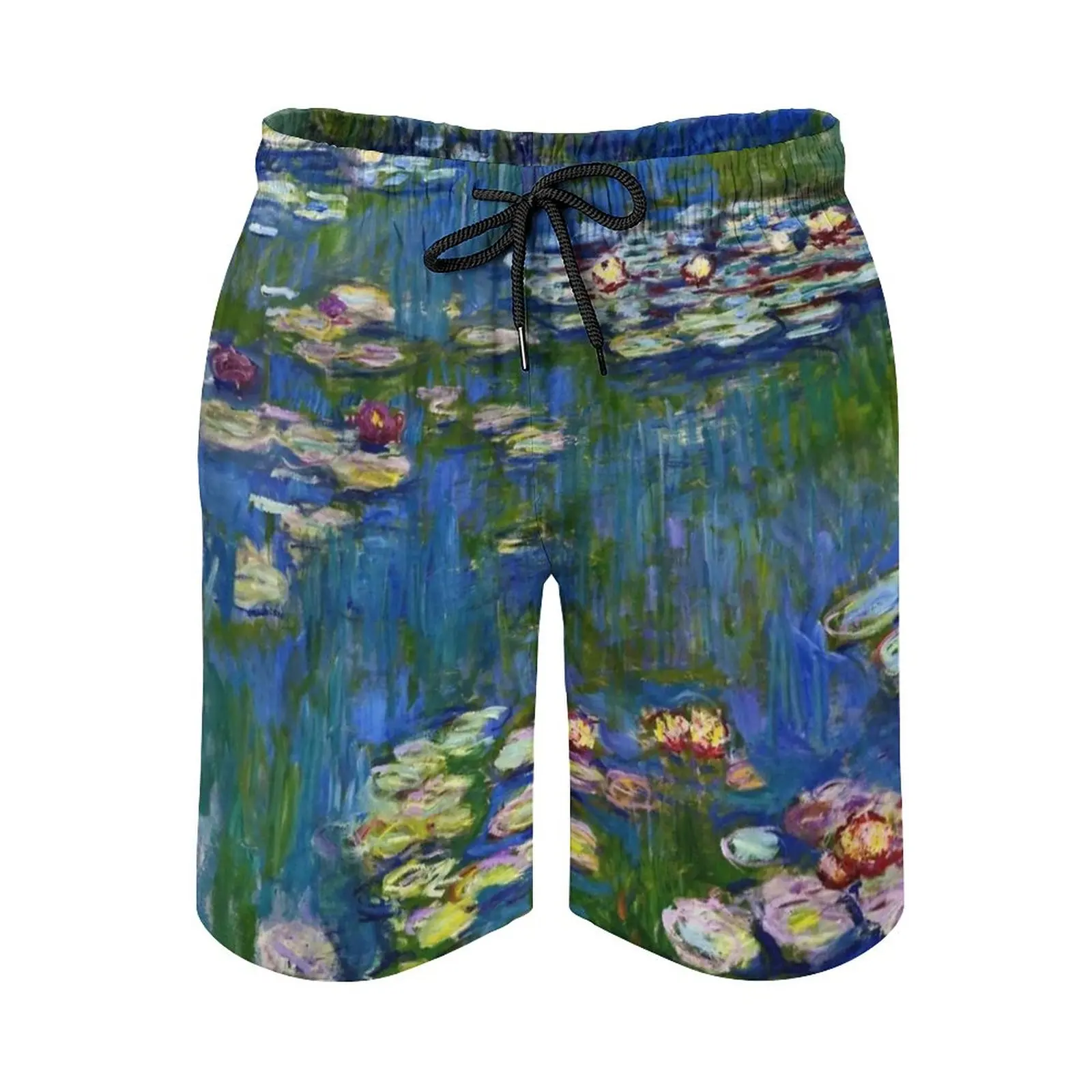 

Claude-Water Lilies 1916 Men'S Sports Short Beach Shorts Surfing Swimming Boxer Trunks Blue Water Tree Popular Blooming Natural