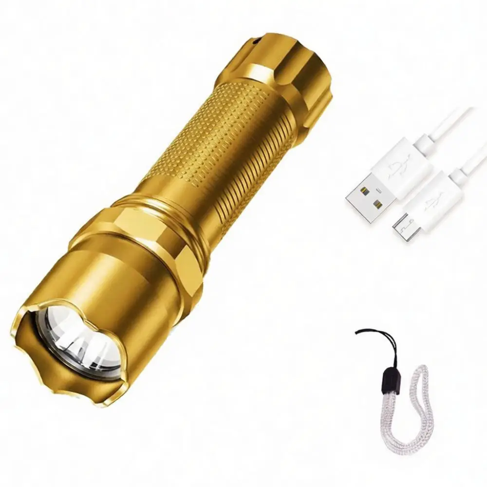 Zoomable Led Flashlight Rechargeable Aluminum Torch Bright Handheld Lamp For Outdoor Camping Hiking Emergency Search