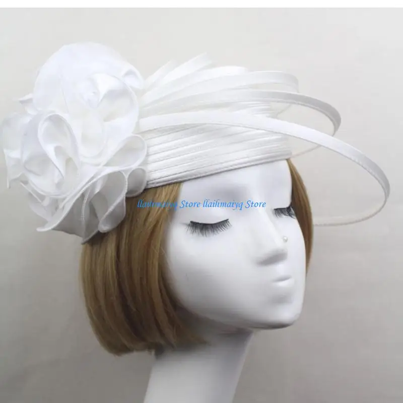 

573B Свадебная шляпа-котел в сетку, женская шляпа-таблетка, церковная кепка, шляпа дерби с цветком