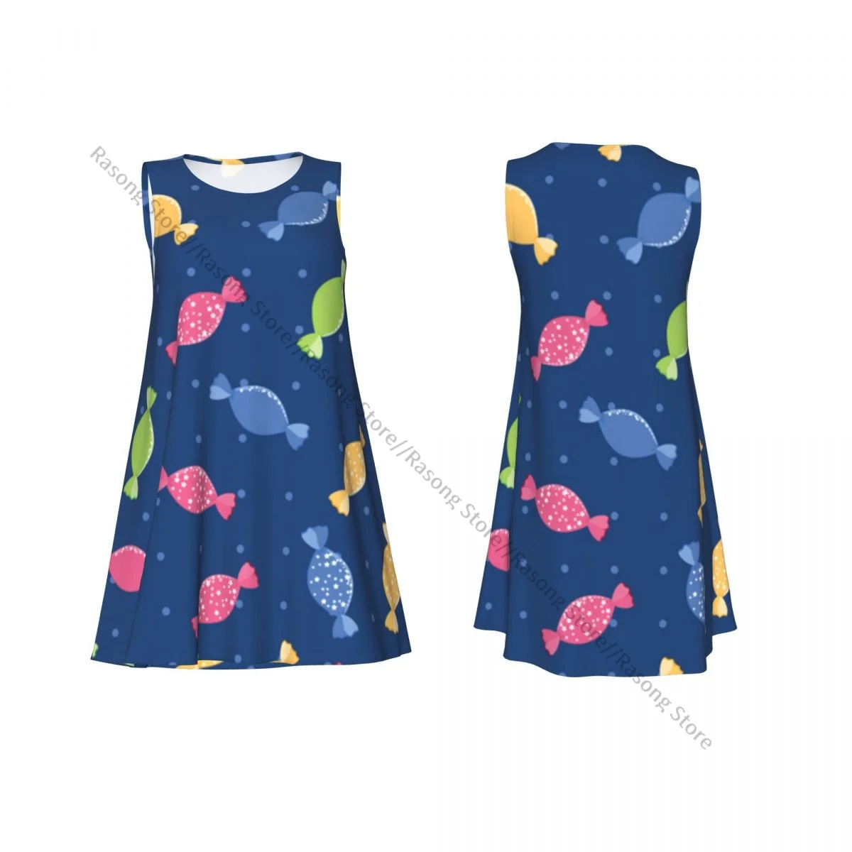 Vestido feminino doce colorido comida doce verão casual camiseta praia cobrir vestido regata