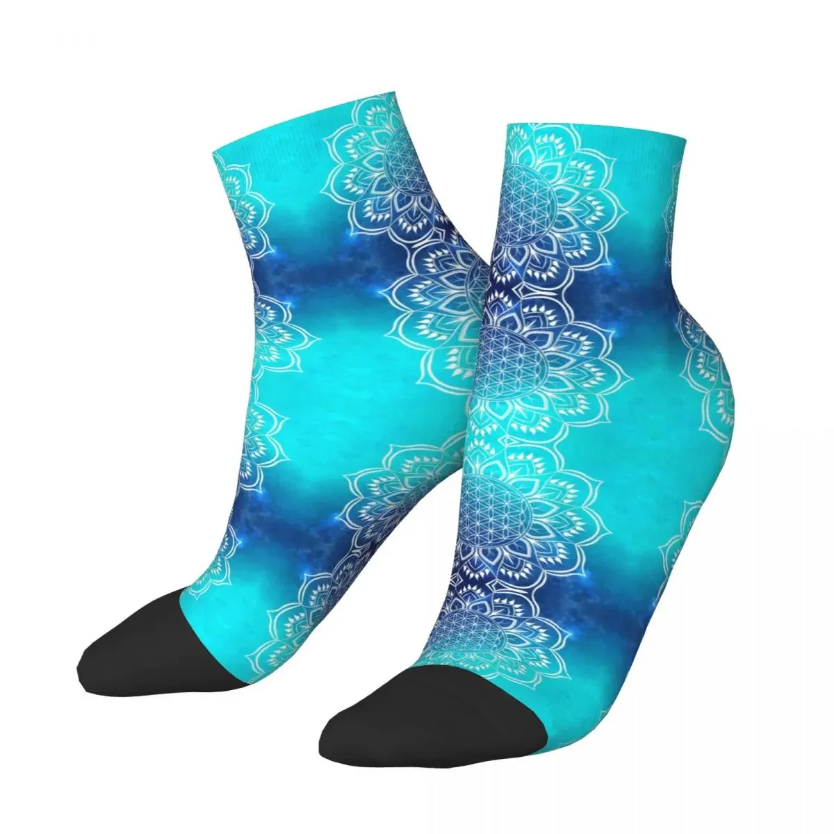 Flower Of Life Mandala Blue Mens Crew Socks Unisex Cute 3D Printed Dress