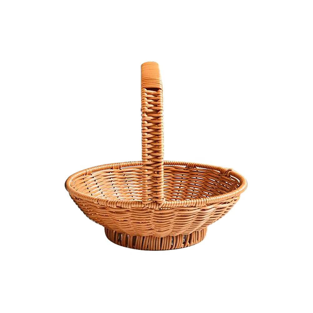 

Handheld Storage Basket Small Size Woven Poly Cord Plastic Picnic Basket For Beach Park Outdoor Fruit Vegetables Carrier