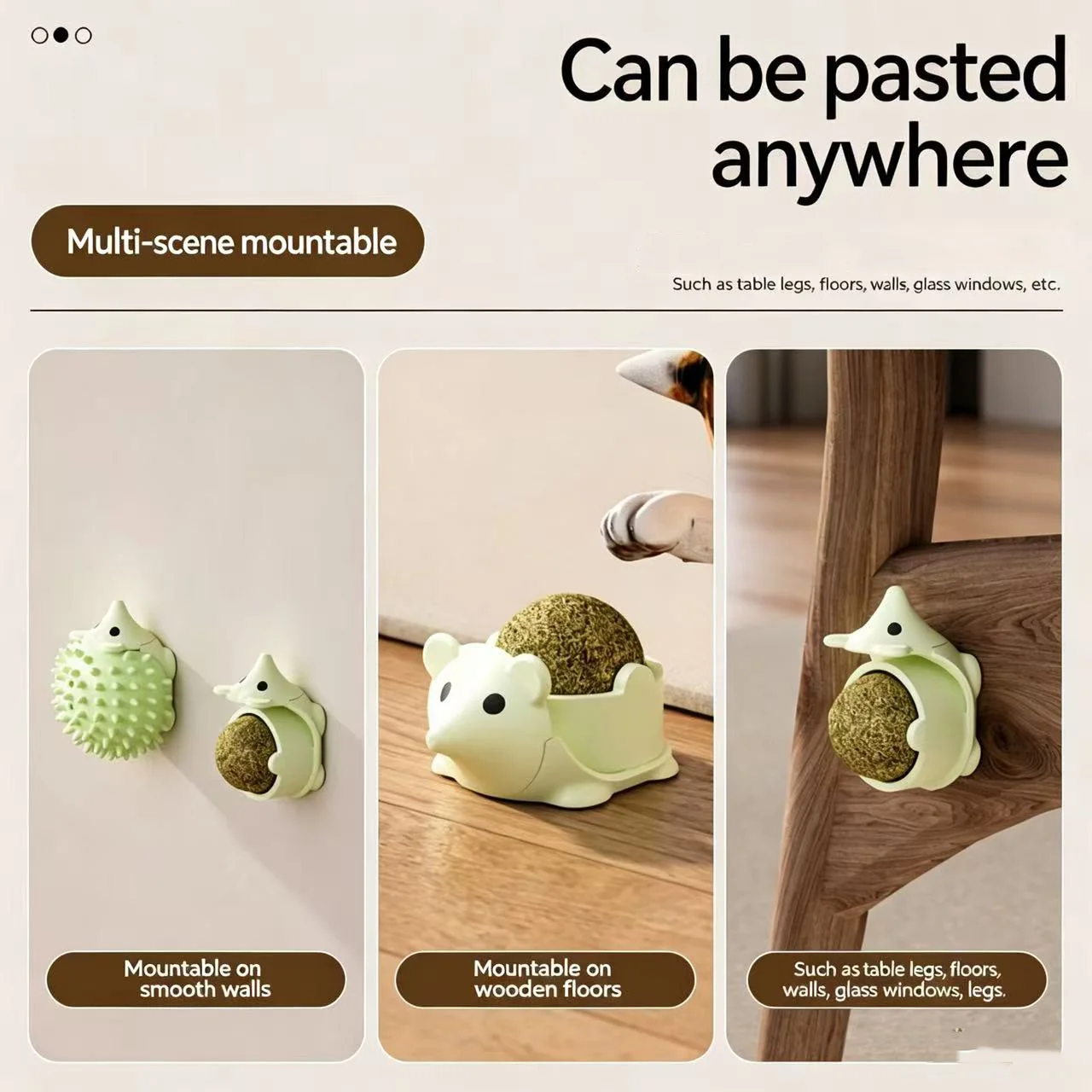 Cat Toy Catnip Cat Wall Stick-on Ball Toy Scratchers Treats Healthy Natural Removes Balls to Promote Digestion Cat Grass Snack view 6