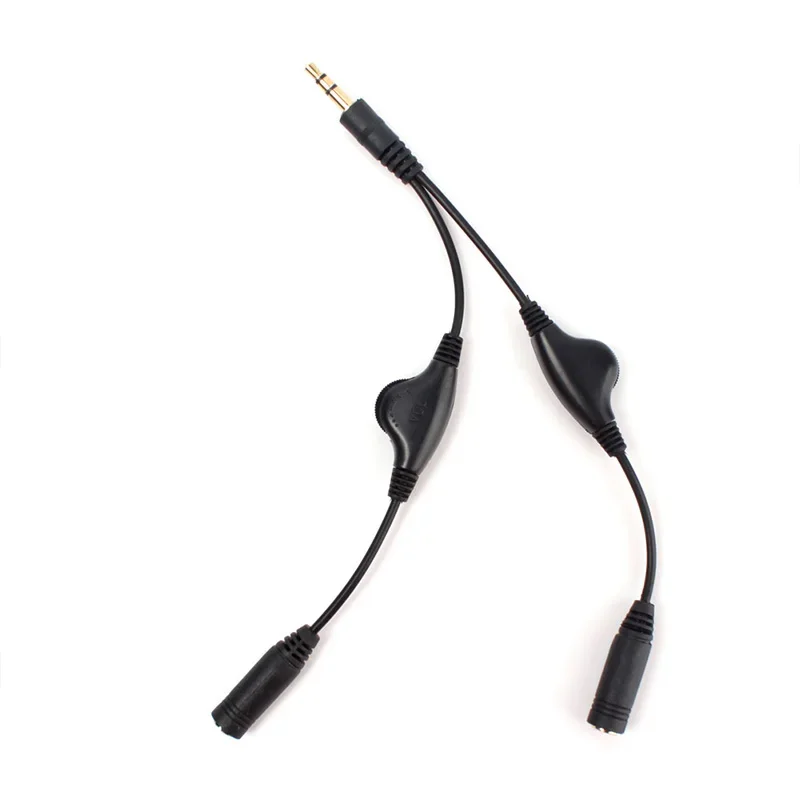 Nowe słuchawki Stereo Audio Y Splitter 3.5mm kabel z oddzielnymi regulatorami głośności #69051