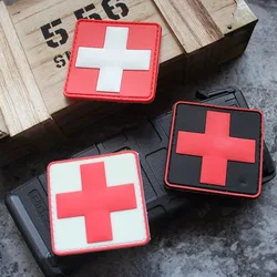 Medical Red Cross PVC Hook&loop Patches for Clothes Tactical Rescue Morale Badge Military Armband Backpack Decoration Stickers