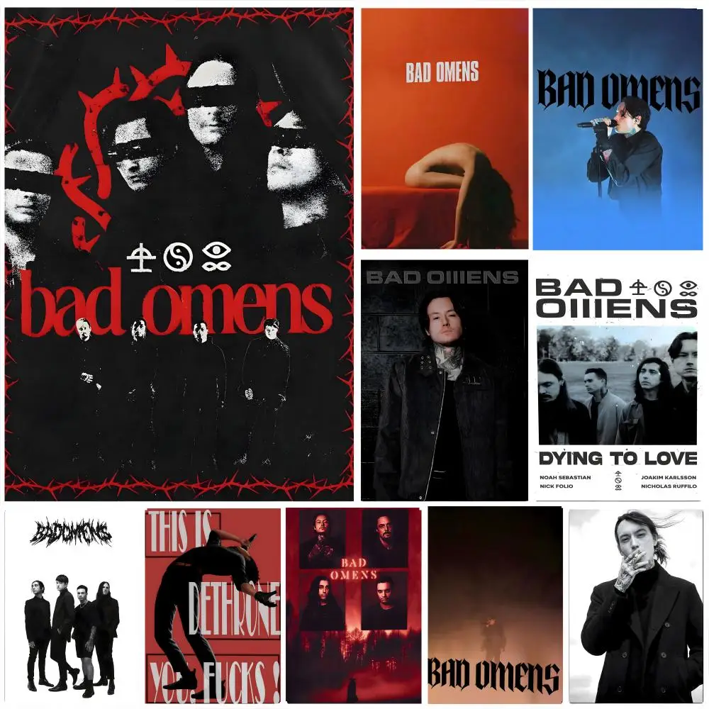 B-Bad Omens Poster Self-adhesive Art Waterproof Paper Sticker Coffee House Bar Room Wall Decor