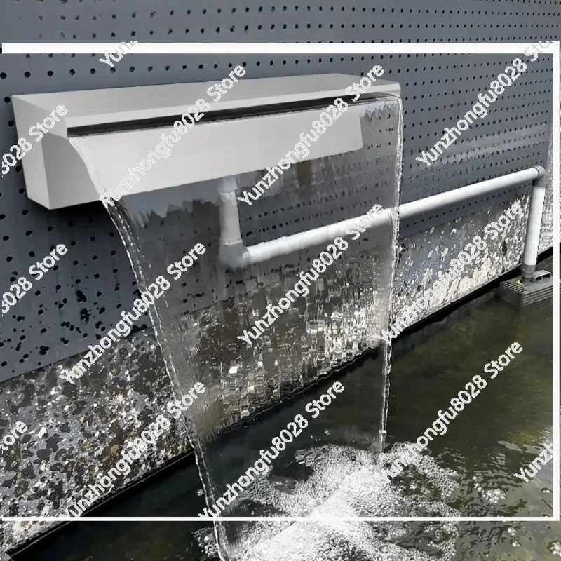 Courtyard Fish Pond Waterfall Outlet 304 Stainless Steel Waterfall Flume Waterscape Wall Landscape Water Wall
