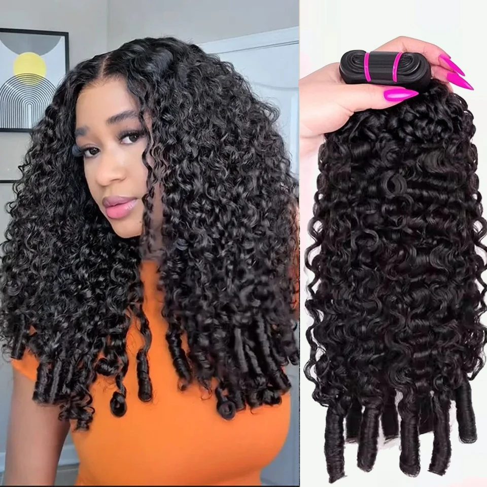 

Натуральные кудрявые пучки волос 16A Burmese Curly, волнистые пучки, необработанные человеческие волосы для наращивания, с кудрявыми концами, 2/3/4 шт., натуральный черный цвет