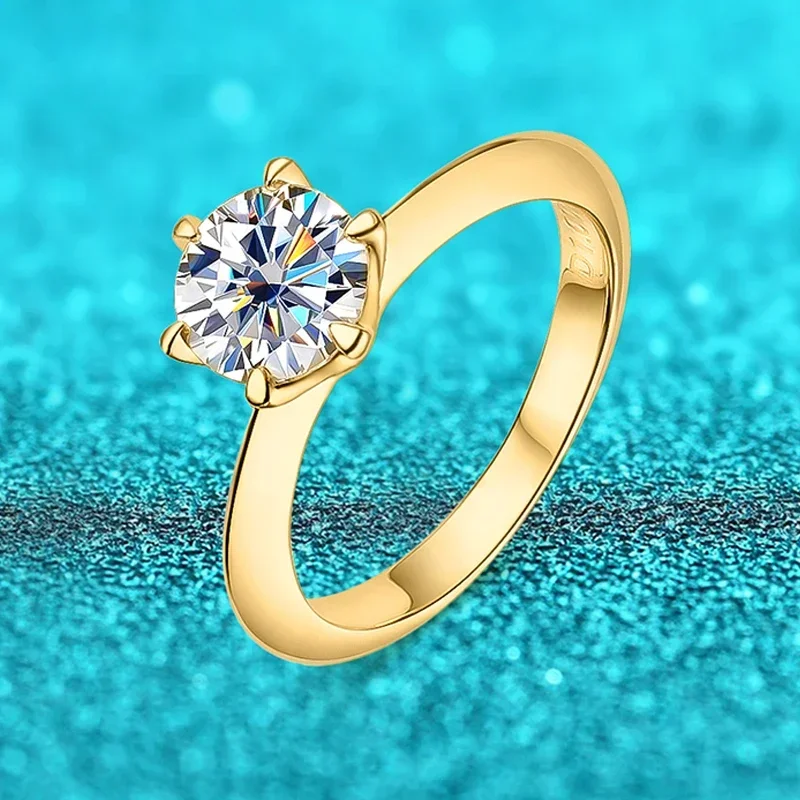 FCGJHW 18k Gold Plated 1ct Moissanite Ring for Women Sparkling Wedding Promise Band S925 Sterling Silver Jewelry 3 Colors 2026