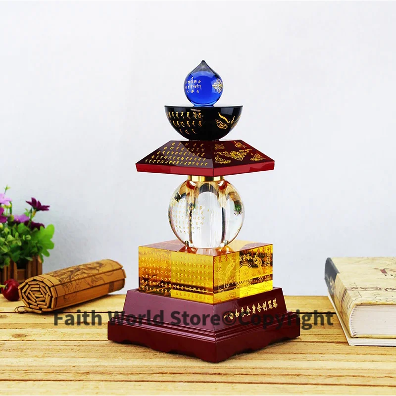 Wholesale Buddhist articles efficacious Tantric talisman Tibetan Buddhism color crystal dagoba stupa tower Bodhi pagoda statue