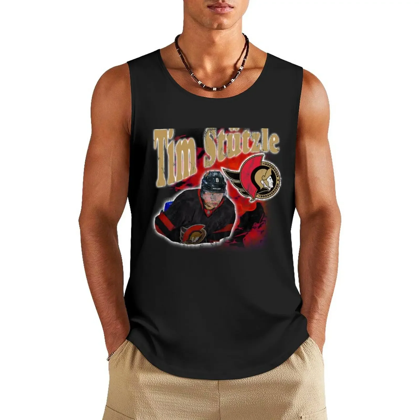 

vintage Tim Stützle ottawa hockey Tank Top anime clothes Sports shirt man T-shirt sports
