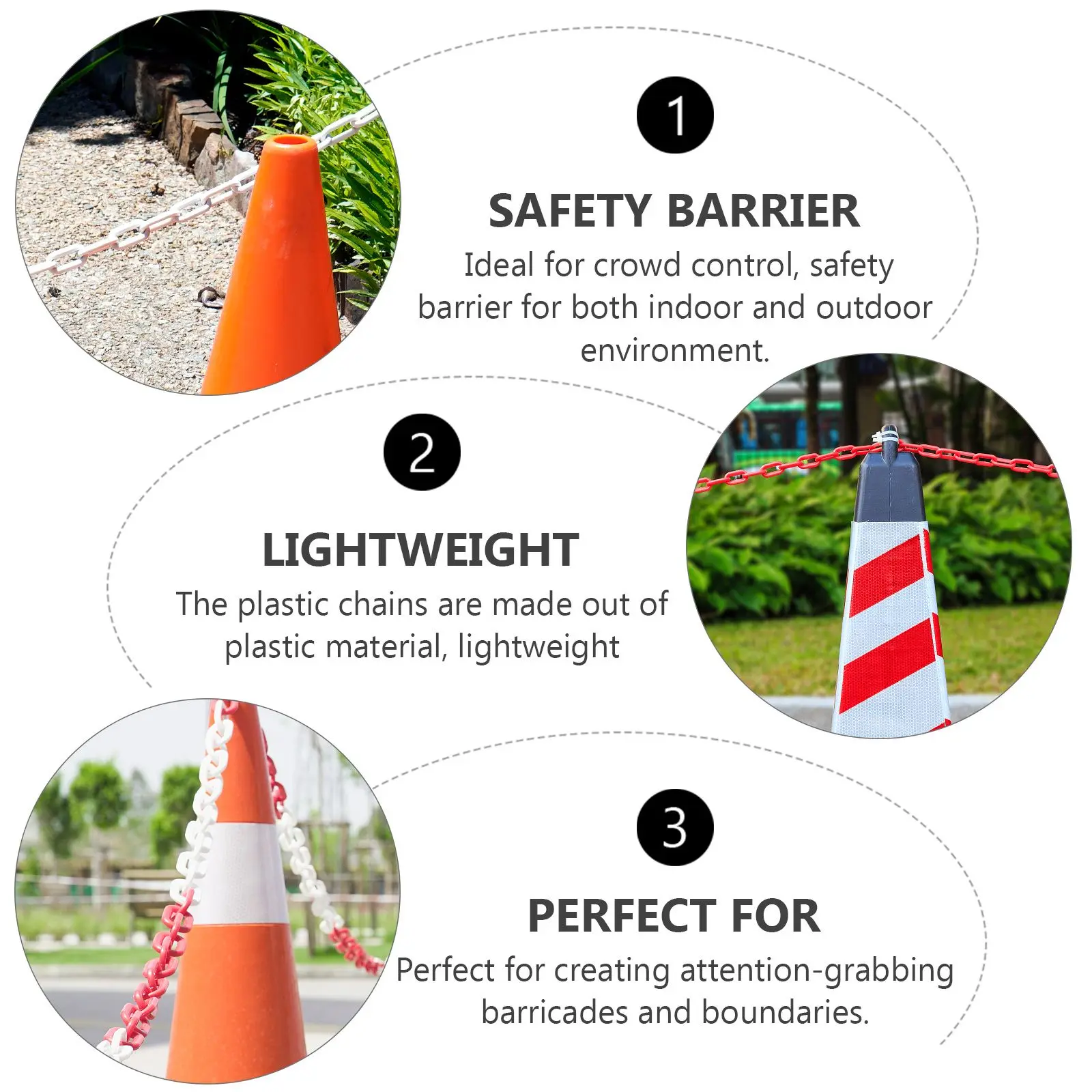 5M Plastic for Crowd Control Caution Security Safety Chain For Crowd Control Chain Traffic Caution Barrier Links