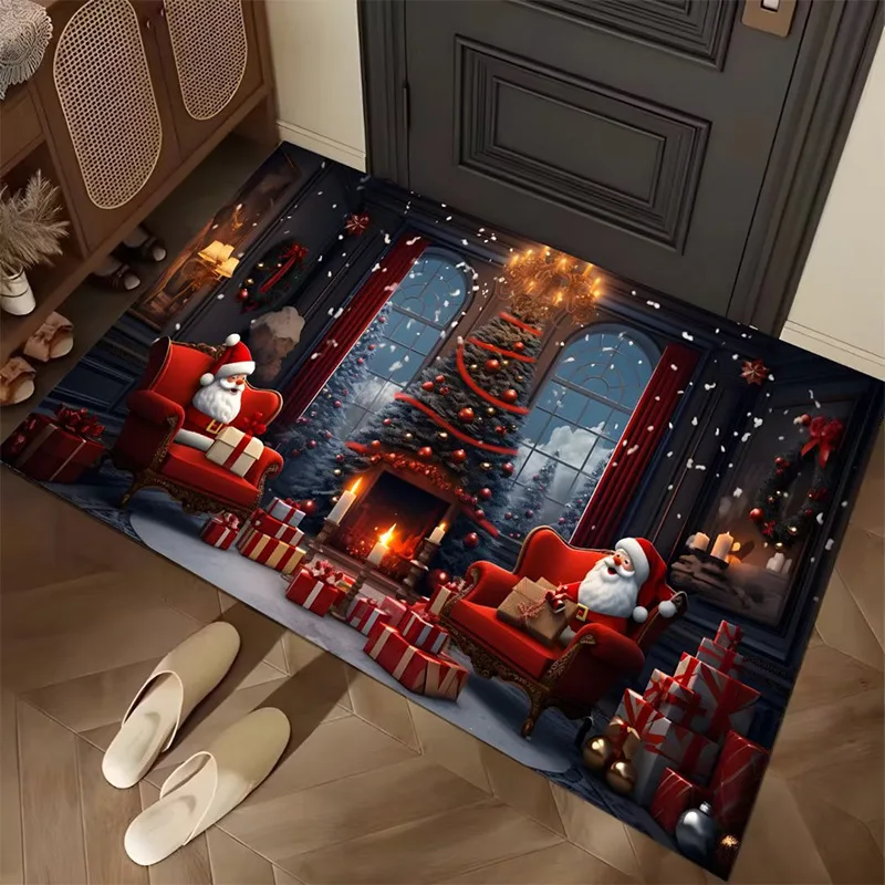 

Christmas carpet Christmas mat non-slip mat for the door and bathroom Christmas carpet Christmas apron blanket