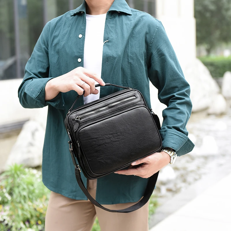 New Brand Genuine Leather Man Messenger Shoulder Bags Business Small Crossbody For Male Men\'s Casual Tote Handbag