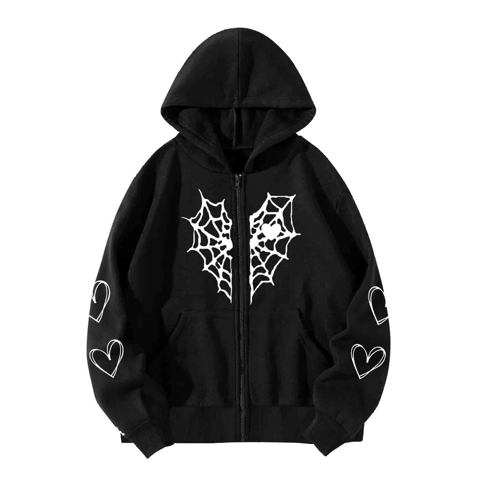 Couples In Love Spider Web Zip Up Hoodies Season Fall Fashion Sweatshirt Hoodie Sweatshirts Pullover Halloween Hip Hop Tops